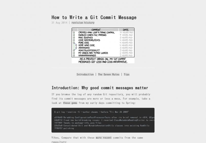 Un guide sur la bonne rédaction d'un message de commit (De 2014 mais toujours actuel!)