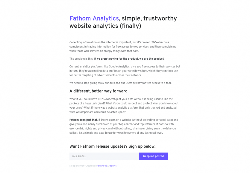 Fathom Analytics: Une plateforme de stats indépendante et open source en Go