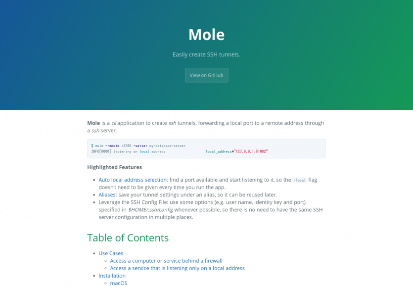 Mole: Une application CLI pour faire des tunnels SSH facilement