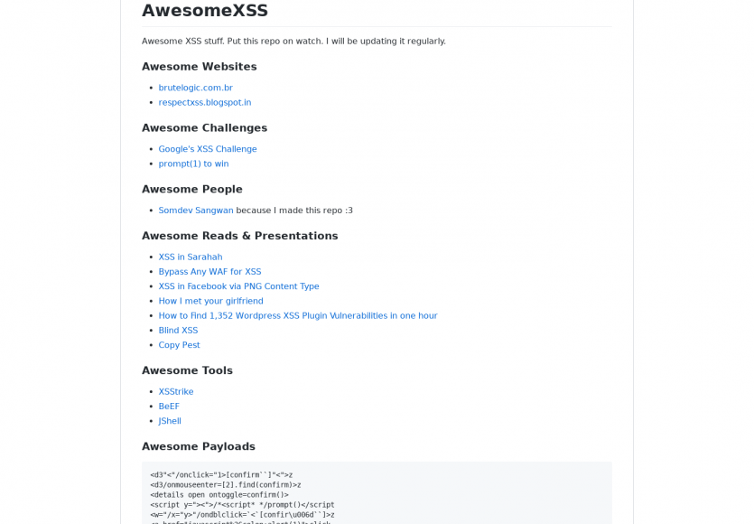 Awesome XSS : Une liste de ressources et articles pour bien comprendre la problématique des failles XSS