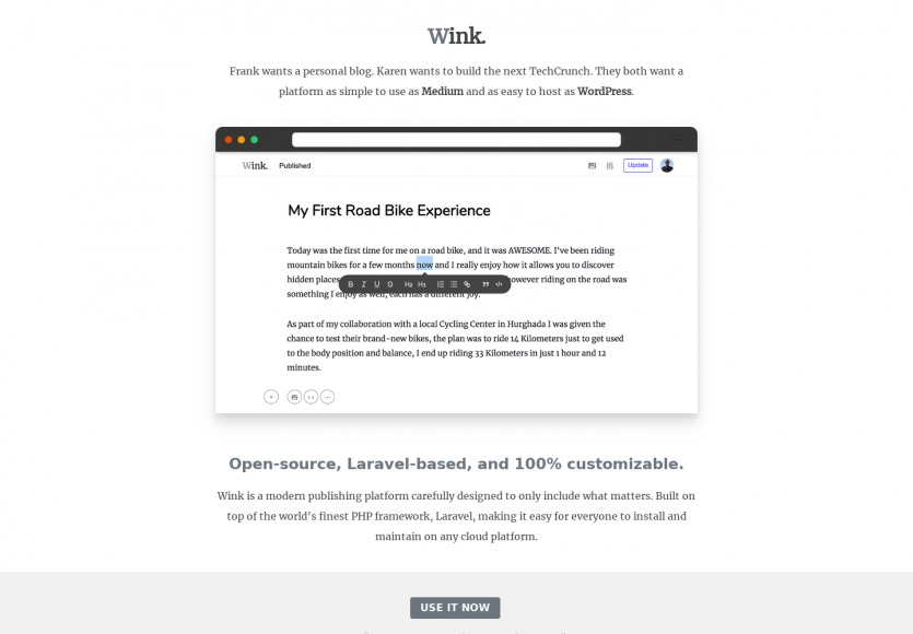 Wink: Une plateforme de blog type Medium open source développée en Laravel
