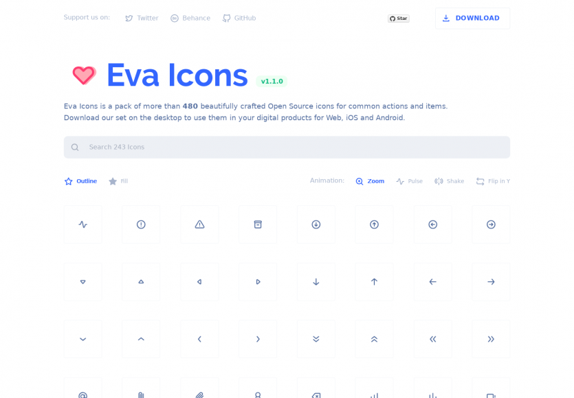 Eva Icons : un pack de plus de 480 icônes open source pour vos projets