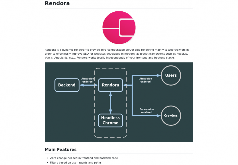 Rendora: un outil pour faire du serverrendering facilement sur des apps JS modernes pour le SEO
