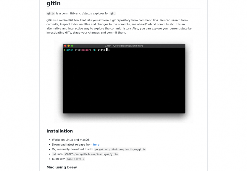 Gitin : un outil en console pour explorer vos commits, status et branches GIT