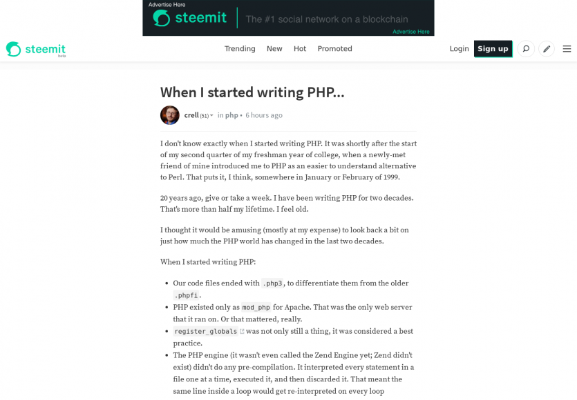 Quand j'ai commencé à développer en PHP ... il y'a 20 ans
