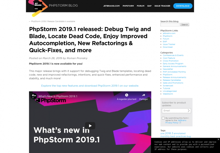 PhpStorm 2019.1 est sorti avec debug de templates non compilés, détection de code mort ...