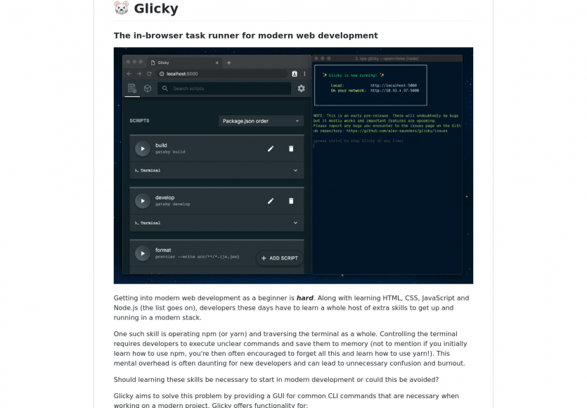 Glicky: Lancez vos commandes CLI directement depuis votre navigateur web