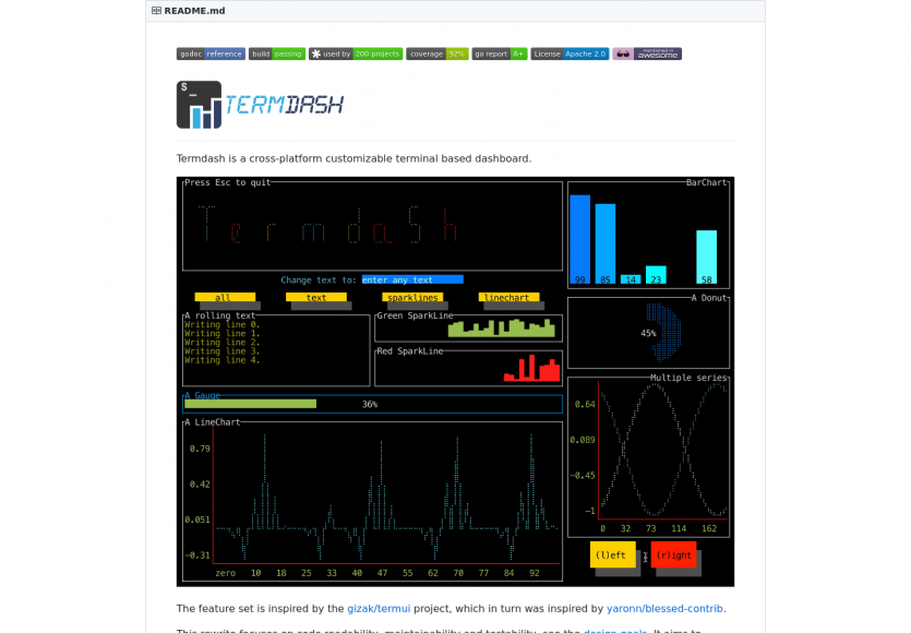 Termdash : un framework de dashboard pour vos applications console