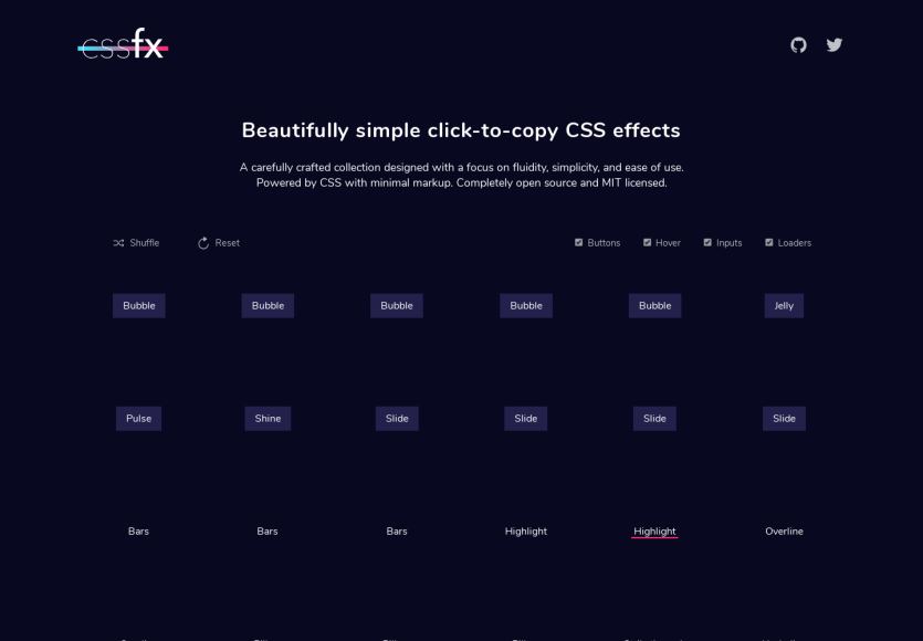 CSSFX : une collection d'effets CSS prêts à copier coller