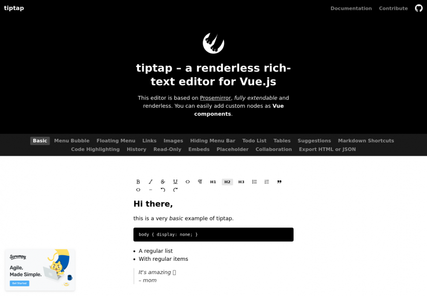 Tiptap : un éditeur WYSIWYG pour Vue.Js moderne et complet