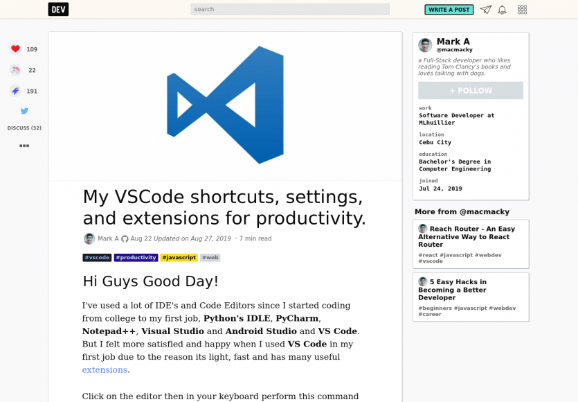 VSCode : partage d'une configuration productive avec raccourcis et extensions utilisées