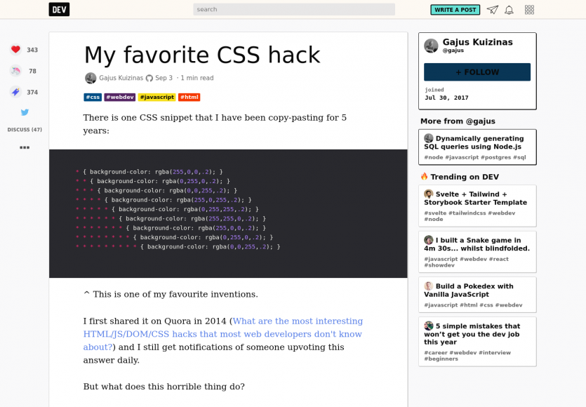 Un petit hack CSS permettant de mieux debug vos paddings et width