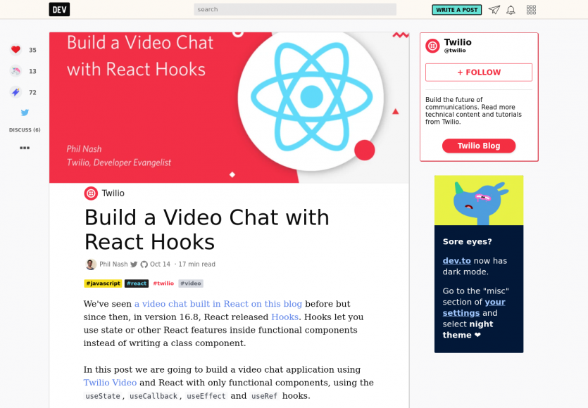 Créer un chat vidéo avec les hooks React