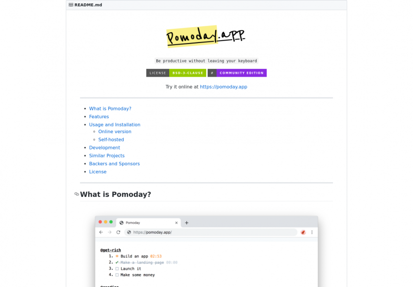 Pomoday app : une todo list web gérée uniquement au clavier