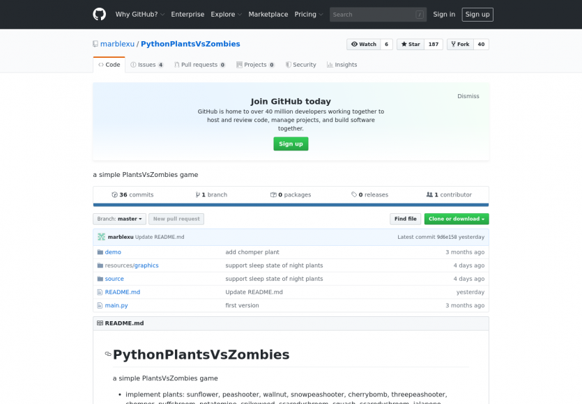 Le jeu Plants vs Zombies redéveloppé en Python