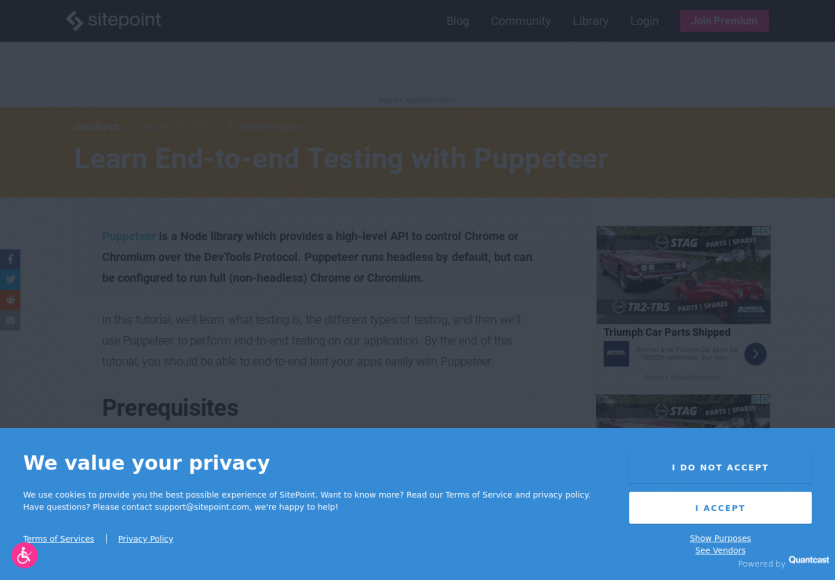 Tests d'applications web de bout en bout avec Puppeteer