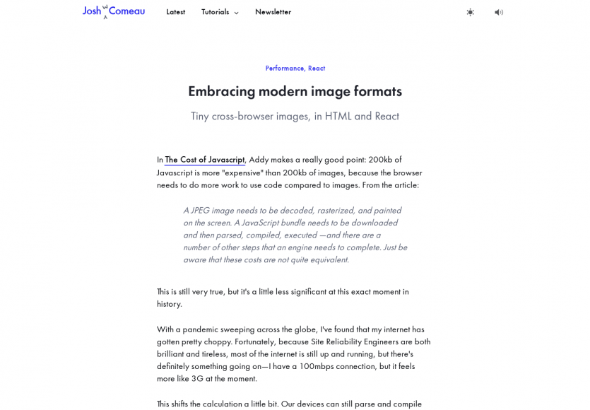 Utiliser les formats d'intégration HTML d'images modernes
