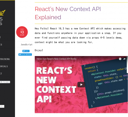 Le nouveau context API de React expliquée en vidéo