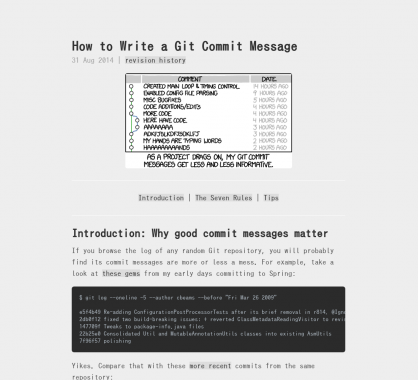 Un guide sur la bonne rédaction d'un message de commit (De 2014 mais toujours actuel!)