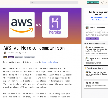 Un mini comparatif AWS vs Heroku