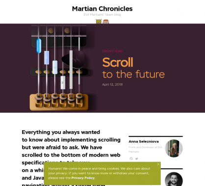 Scroll to the future: Un article intéressant sur le scroll sur des pages web