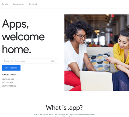 L'extension de domaines en .app est mis à disposition du grand public par Google