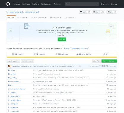 Isomorhpic-git: Une implémentation de GIT en Node.js utilisable depuis un navigateur