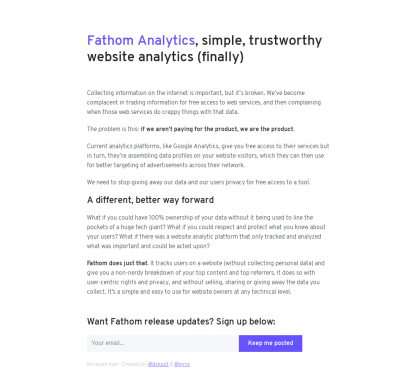 Fathom Analytics: Une plateforme de stats indépendante et open source en Go