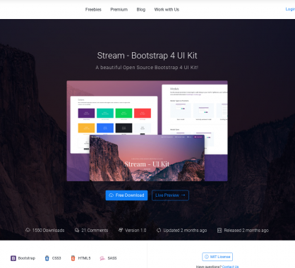 Stream: Un kit UI Bootstrap 4 gratuit et très réussi pour vos pages web