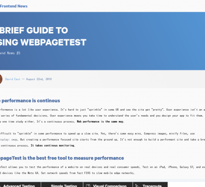 Un guide intéressant pour améliorer ses performances web en utilisant Webpagetest