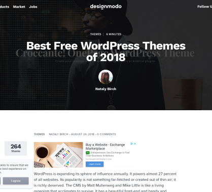 Une collection de thèmes Wordpress gratuits en 2018