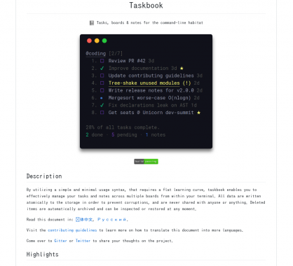 Taskbook: Vos notes et todo list directement dans votre console