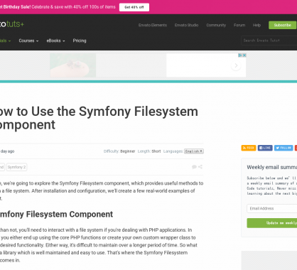 Comment utiliser le composant Symfony Filesystem dans ses projets