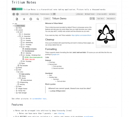 Trilium-notes: Un outil de prise de notes avec système de hiérarchisation basé sur Electron