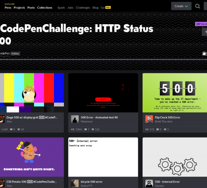 Un challenge CodePen autour de l'erreur HTTP 500 créatives