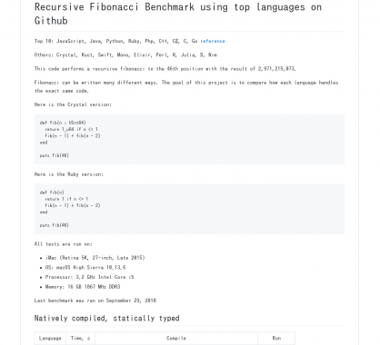 Les langages de développement benchmarkés sur la suite de Fibonacci