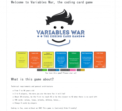 Variables War : un jeu de cartes pour les développeurs