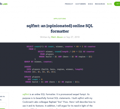 sqlfmt: Un outil en ligne pour formater vos requêtes SQL proprement