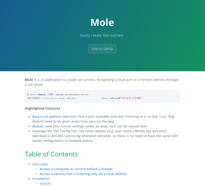 Mole: Une application CLI pour faire des tunnels SSH facilement