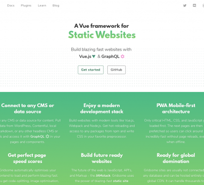 Gridsome: Un framework basé sur Vue.js et GraphQL pour créer rapidement des sites web