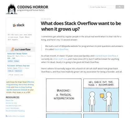 Retour d'expérience et vision du projet Stack Overflow par l'un de ses fondateurs