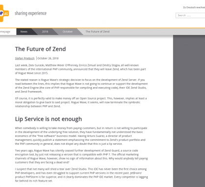 Quel futur pour le framework PHP Zend ?