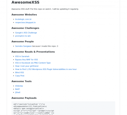 Awesome XSS : Une liste de ressources et articles pour bien comprendre la problématique des failles XSS