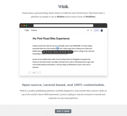 Wink: Une plateforme de blog type Medium open source développée en Laravel