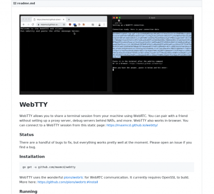 WebTTY : partagez une session de terminal en temps réel avec du WebRTC 