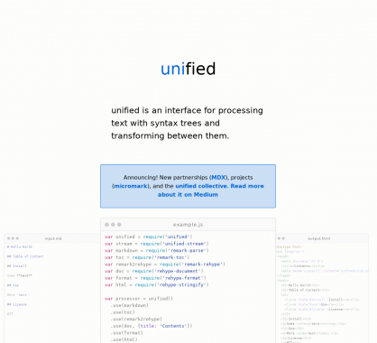 Unified: Une interface pour transformer et convertir du texte à partir d'arbres de la syntaxe