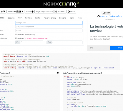Nginx config : un outil pour générer vos configurations Nginx via un formulaire web 