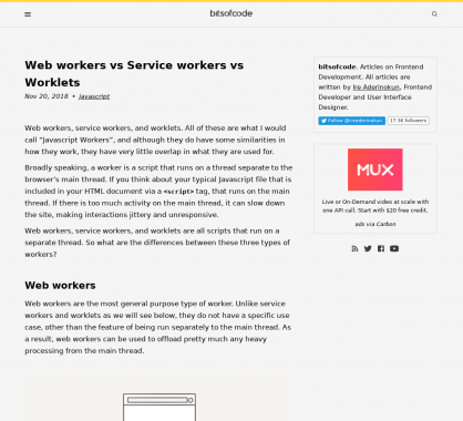 Quelles différences entre Web workers, Service workers et Worklets ?