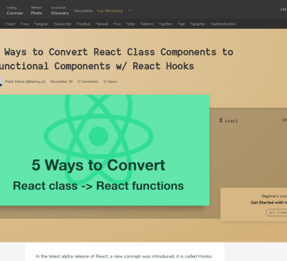 Convertir des classes de composants React en composants fonctionnels avec les React Hooks