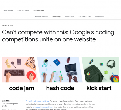 Toutes les compétitions de code par Google disponibles dans une même page web 